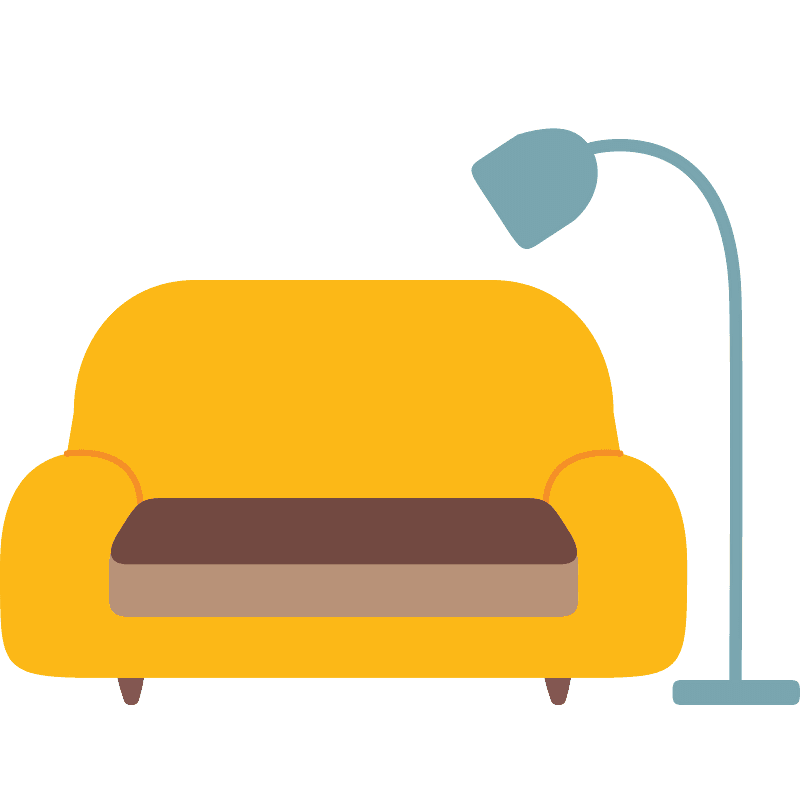 Couch and lamp