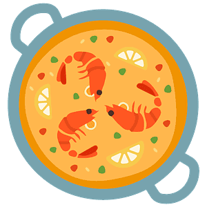 Shallow pan of food