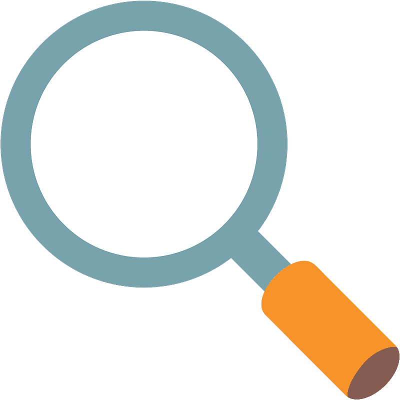 Magnifying glass tilted left