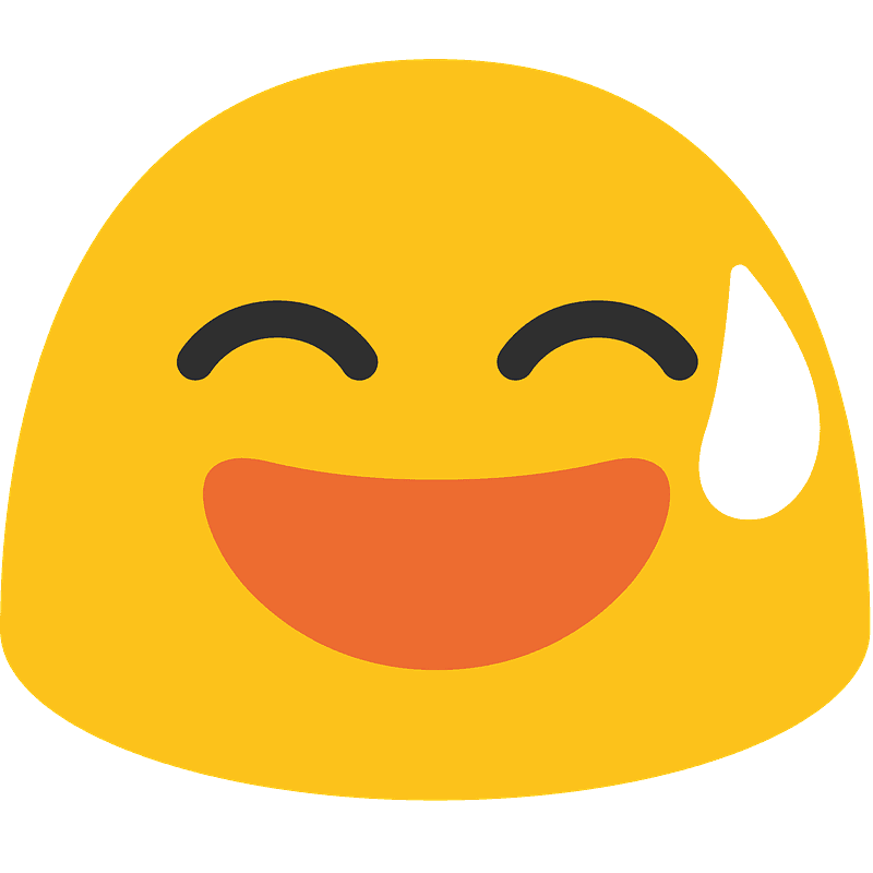 Grinning face with sweat