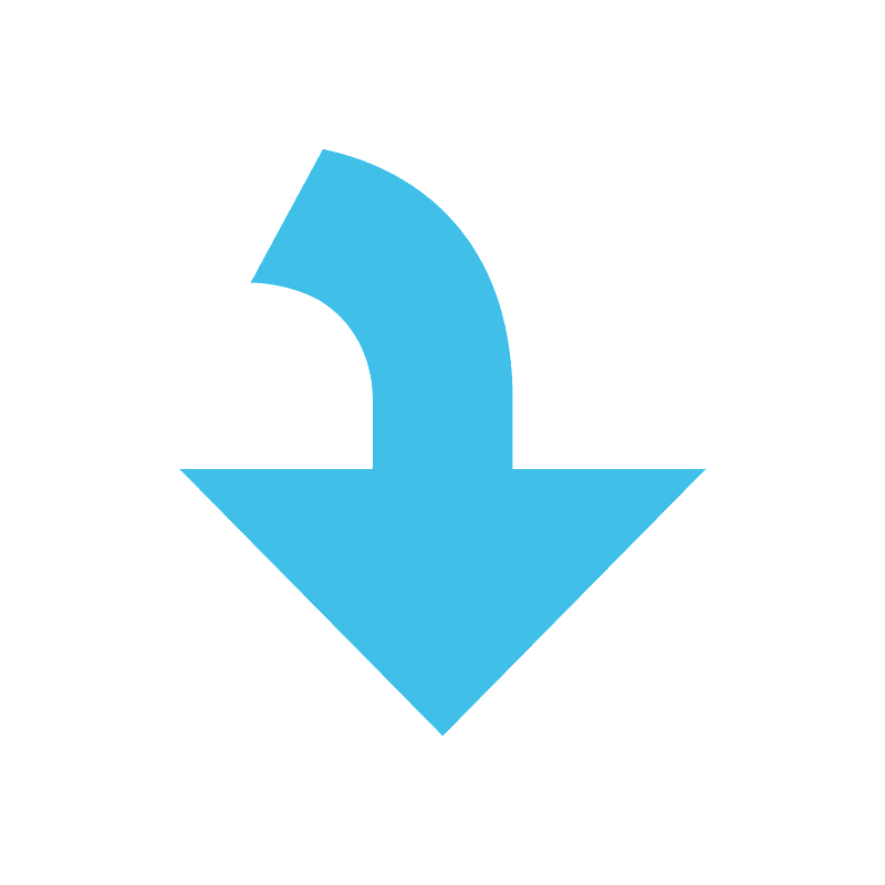 Right arrow curving down