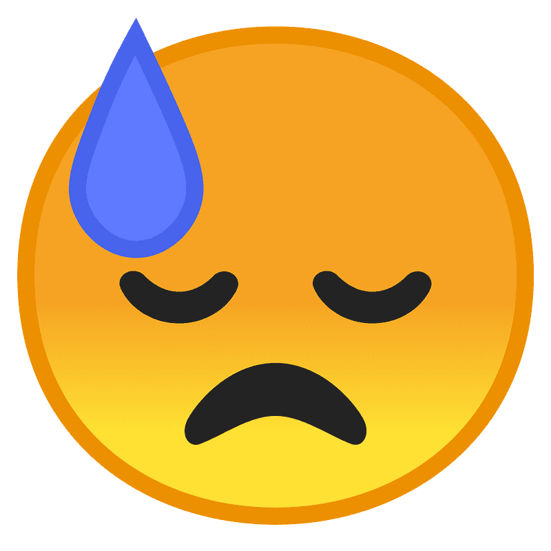 Downcast face with sweat