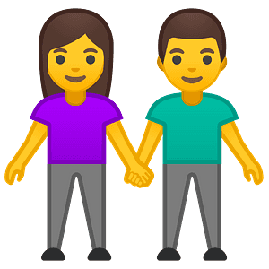 Woman and man holding hands