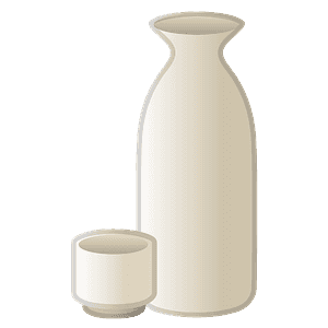 Sake-Flasche und -tasse