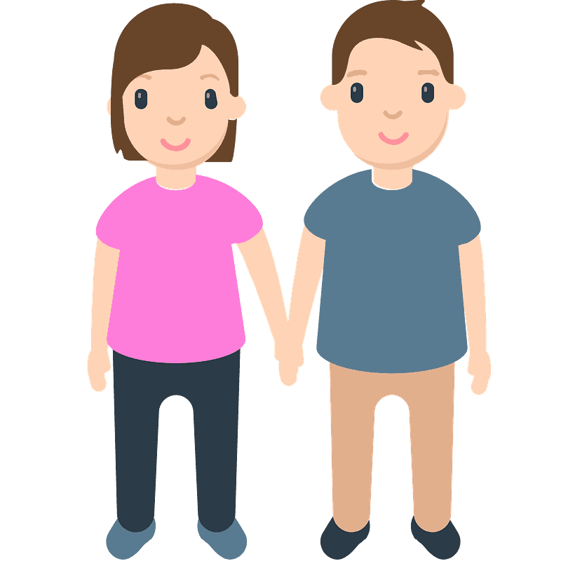 Woman and man holding hands
