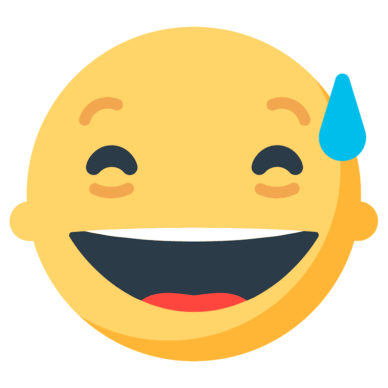 Grinning face with sweat