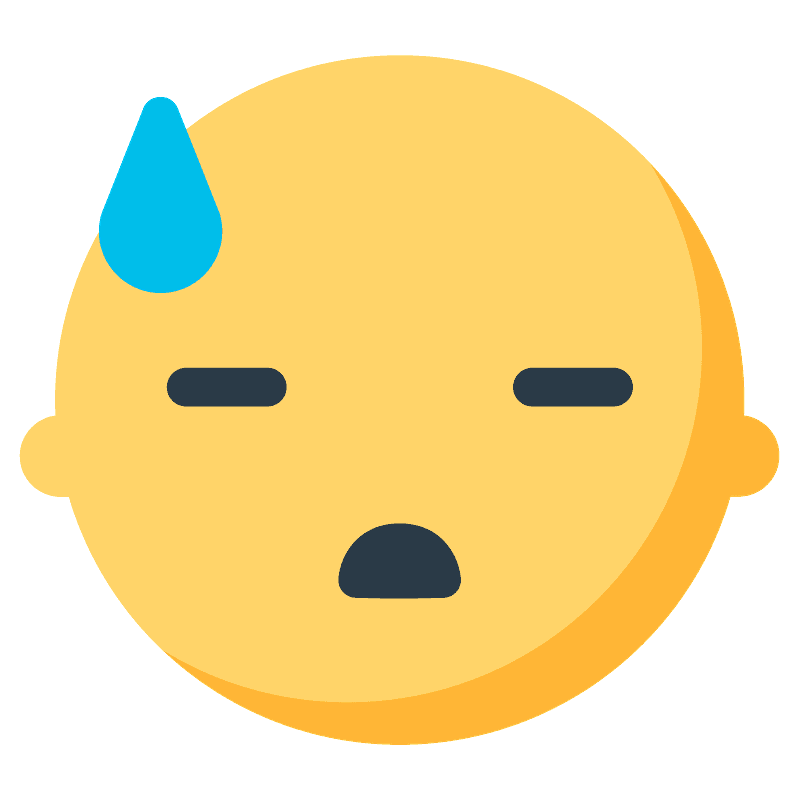 Downcast face with sweat