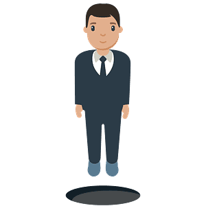 Person in suit levitating