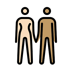 Woman and man holding hands