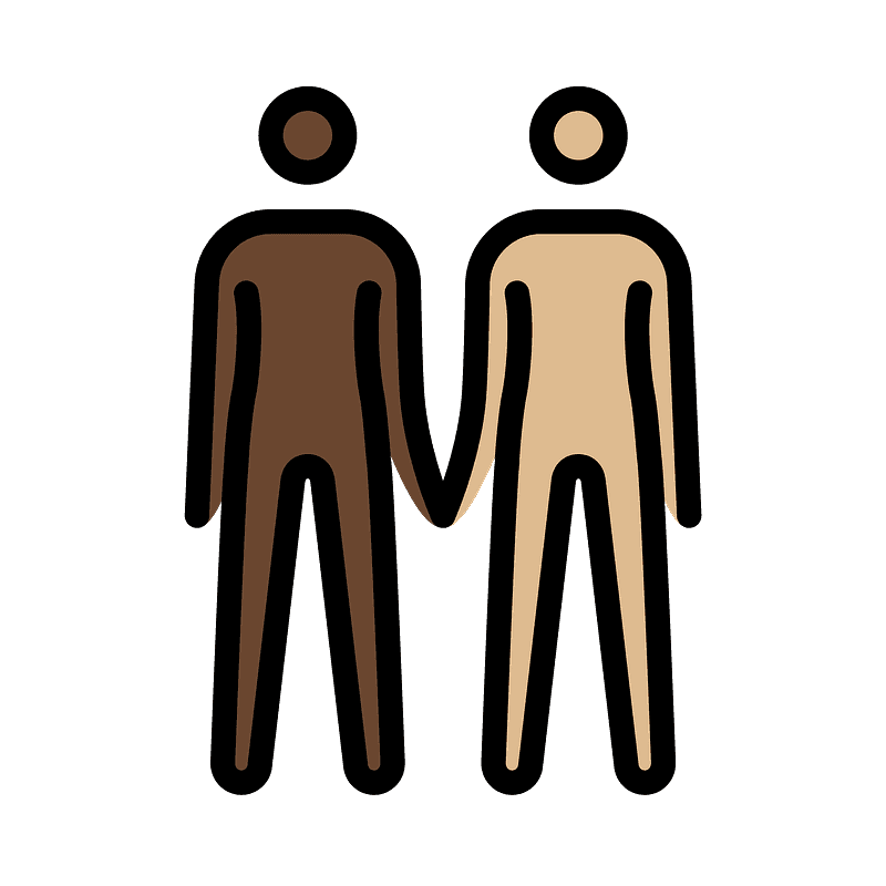 검은색 피부 연한 갈색 피부 손을 잡고 있는 두 명의 사람