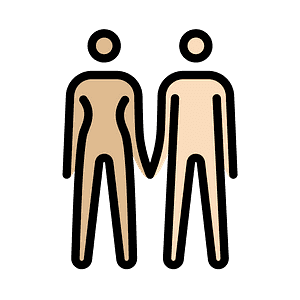 Woman and man holding hands