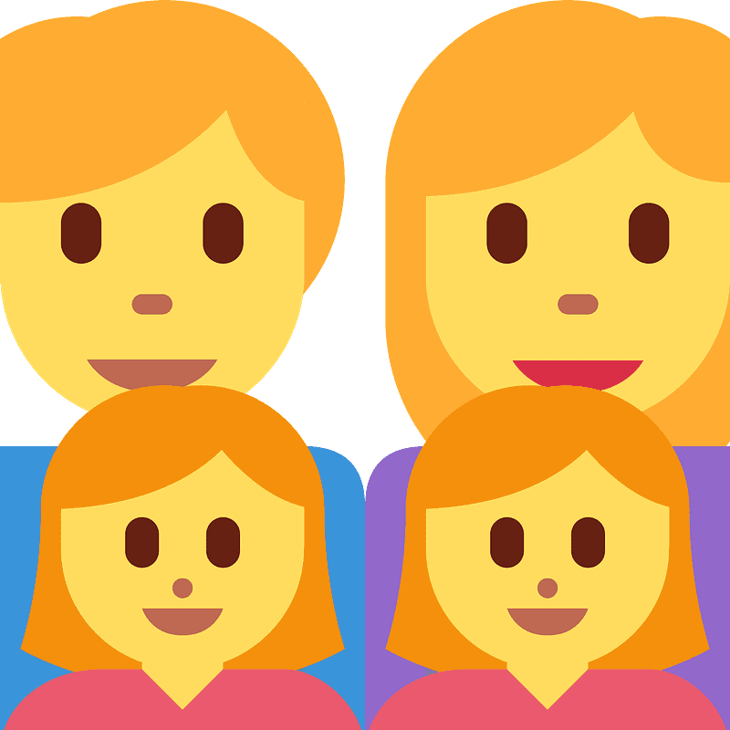 Family: man, woman, girl, girl
