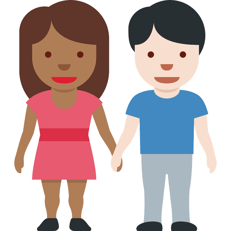 Woman and man holding hands