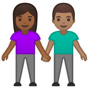 Woman and man holding hands
