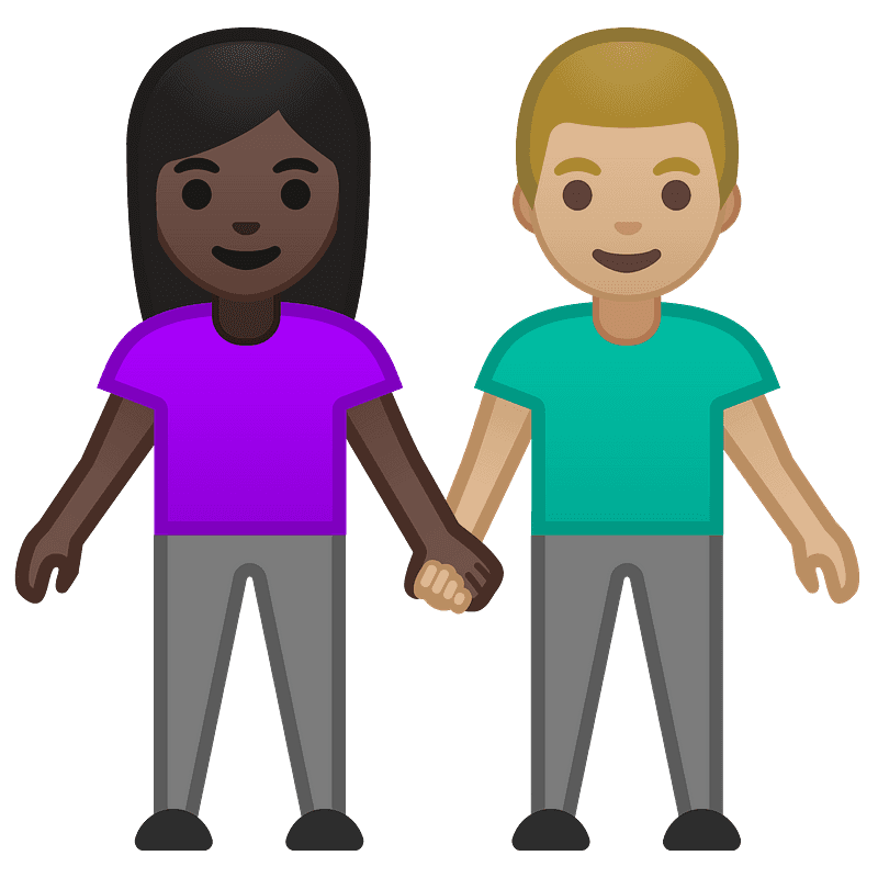 Woman and man holding hands