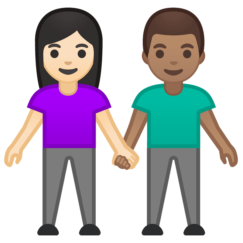 Woman and man holding hands
