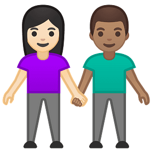 Woman and man holding hands