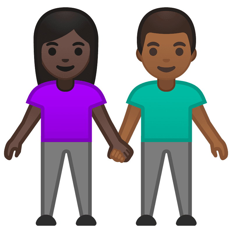 Woman and man holding hands