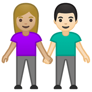 Woman and man holding hands