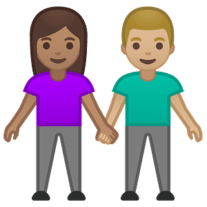 Woman and man holding hands