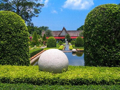 Park stone ball fountain photo