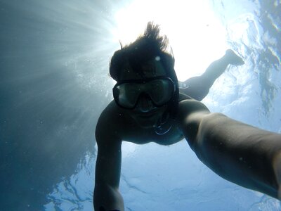 Person swimming snorkel photo