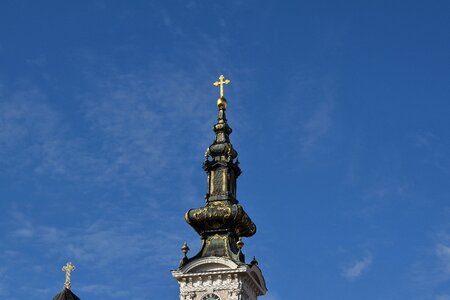 Baroque church tower cross photo