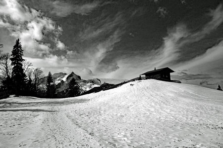 Winter Landscape in black and white photo