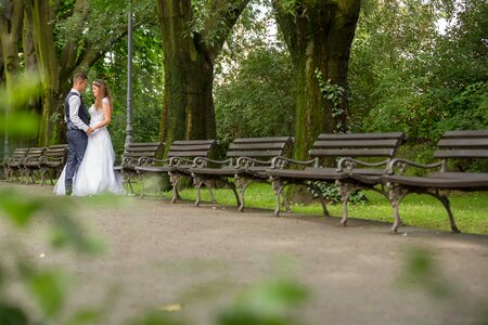 Bench bride walk photo