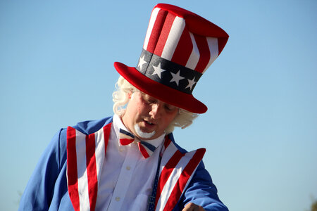 Man dressed in Uncle Sam Uniform photo