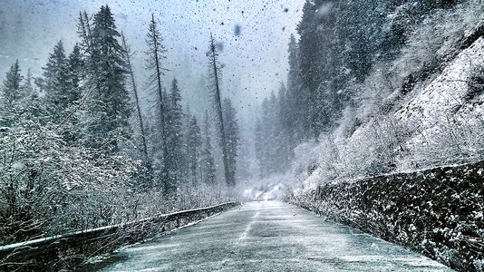 Heavy snow road snow photo