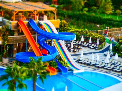 Slides pool tilt-shift photo