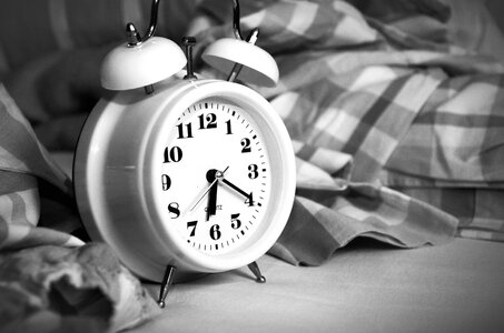 Alarm Clock analog clock black and white photo