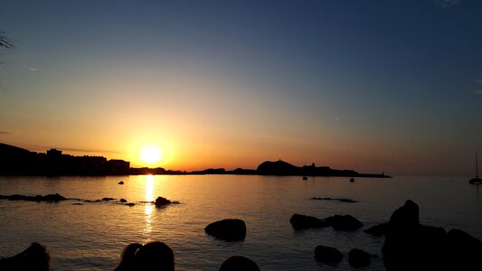 Bay sea sunset photo