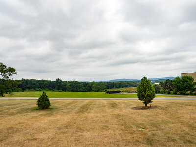 Field with Grass and Mountains photo