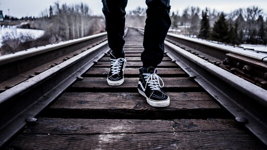 Walking on the rail photo