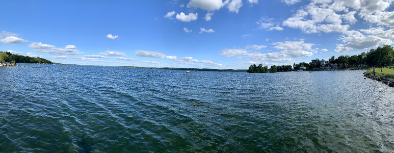 Panoramic view of green lake photo