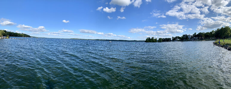 Panoramic view of green lake