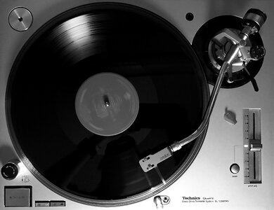 Black White Vinyl Record Player photo