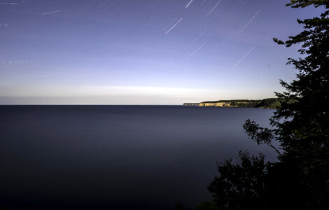 Star Trails above lake Superior at Pictured Rocks National Lakeshore, Michigan