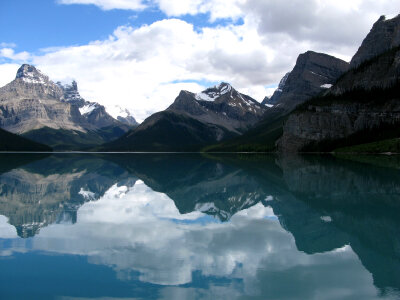 Scenic landscape reflections in Jasper National Park, Alberta, Canada photo