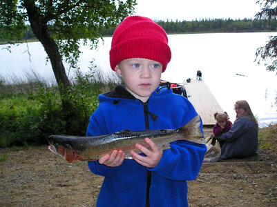 Rainbow trout fishing in Alaska with children photo