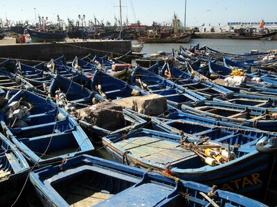 Essaouira boats in the harbor coast