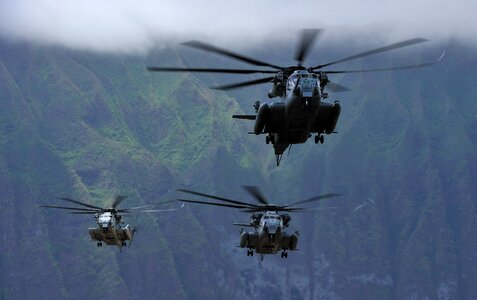 Three Marine CH-53E Super Stallion helicopters photo