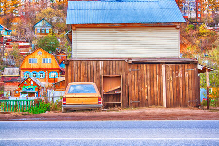 House with Old Car photo