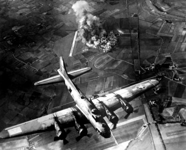 American 8th Air Force Boeing B-17 Flying Fortress bombing raid on the Focke-Wulf factory