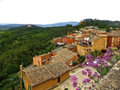 Roussillon Village Red Rooftops Flowers Blooming photo