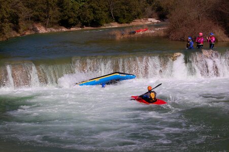 kayaks going down the river