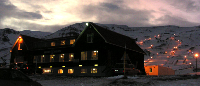 Hlíðarfjall ski slopes in Akureyri, Iceland photo