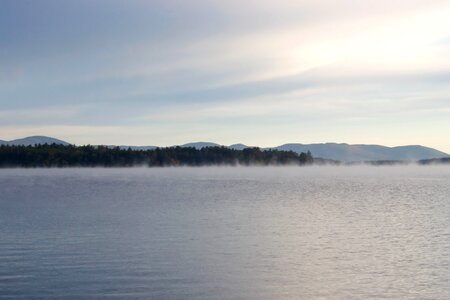 Clouds fog lake photo
